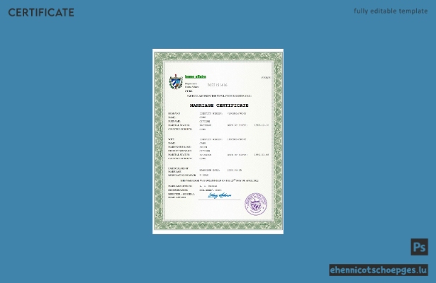 Kubanische Heiratsurkunde – Beispielansicht in Word und PDF